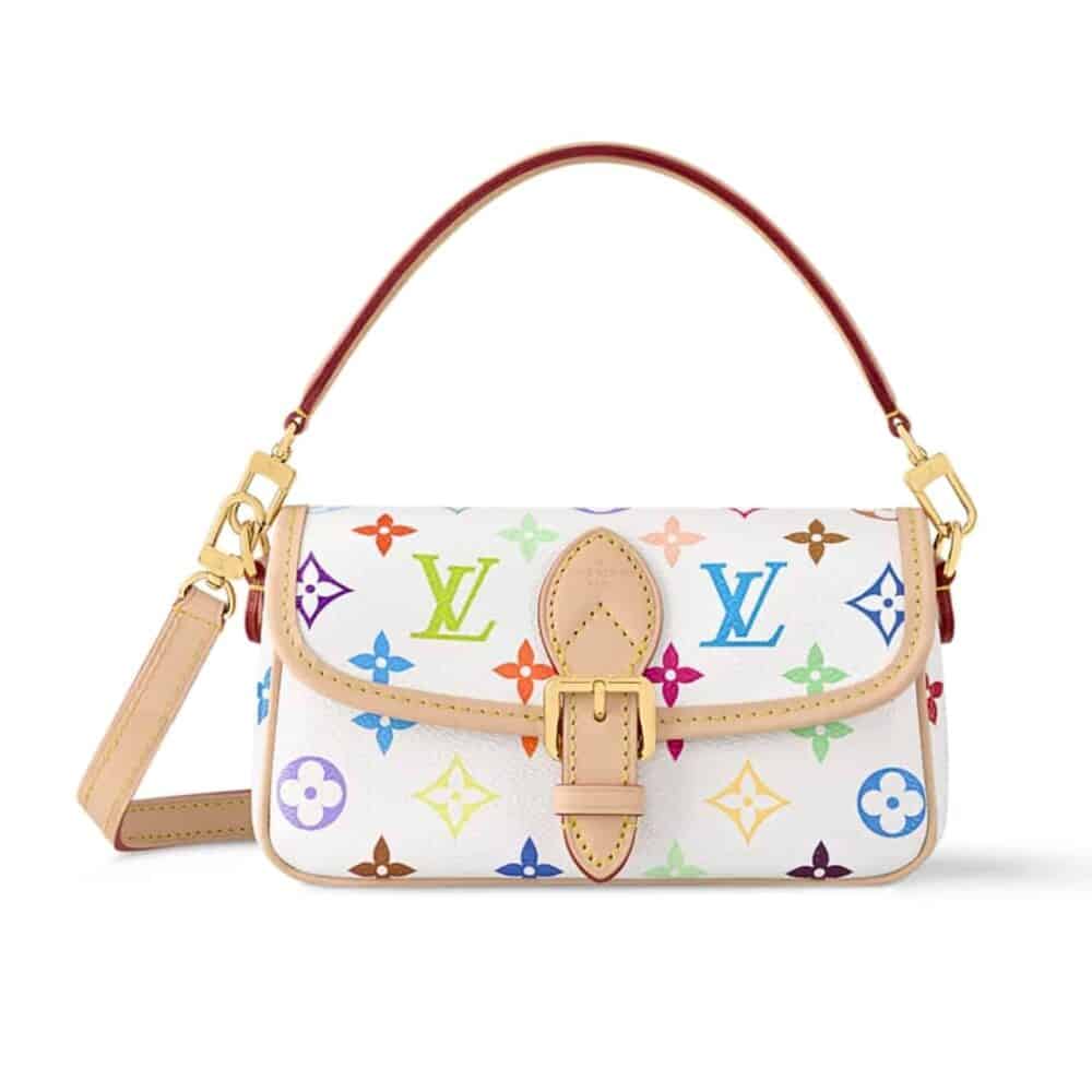 LOUIS VUITTON X TAKASHI MURAKAMI NANO DIANE BAG MULTICOLORE BLANC 19CM M14194