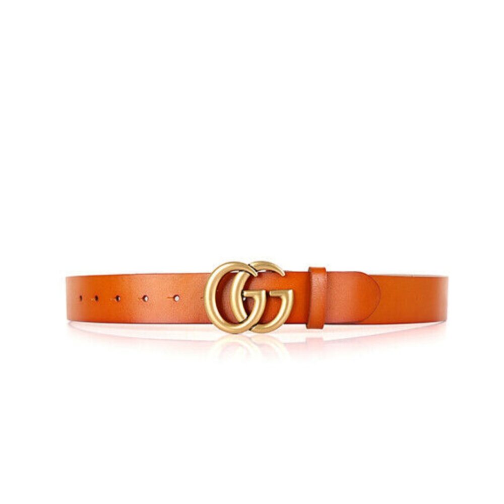GUCCI GG MARMONT GOLD LOGO BELT BROWN