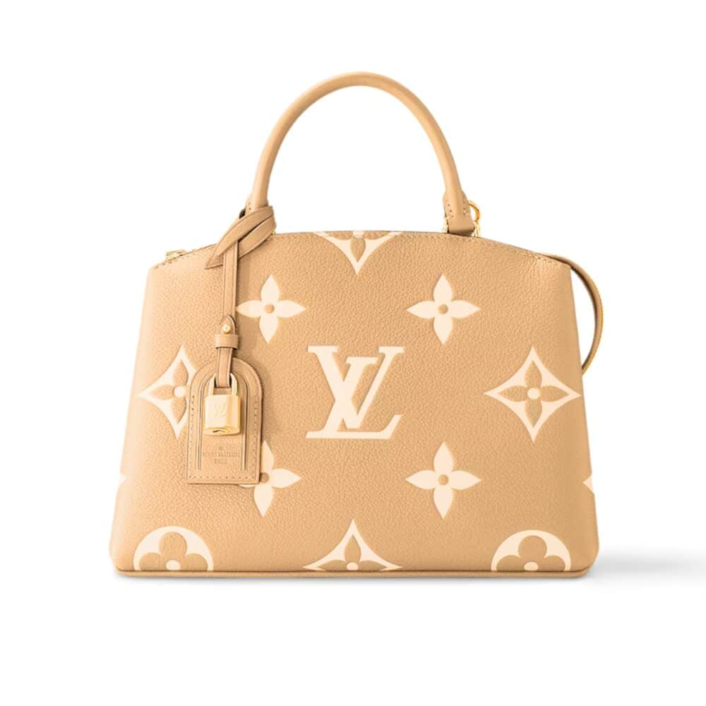 LOUIS VUITTON PETIT PALAIS BICOLOR MONOGRAM EMPREINTE DOVE AND CREAM 28CM M58914