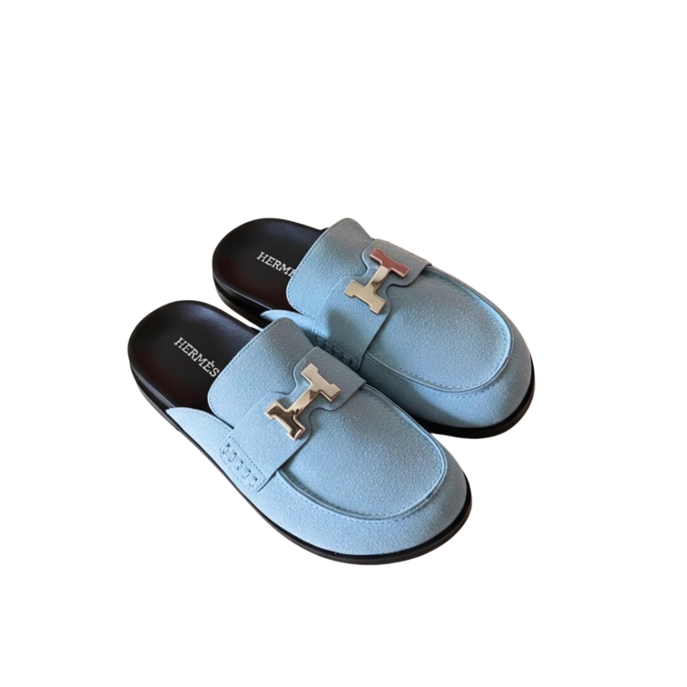 Hermes Go Mule H Sandal Blue