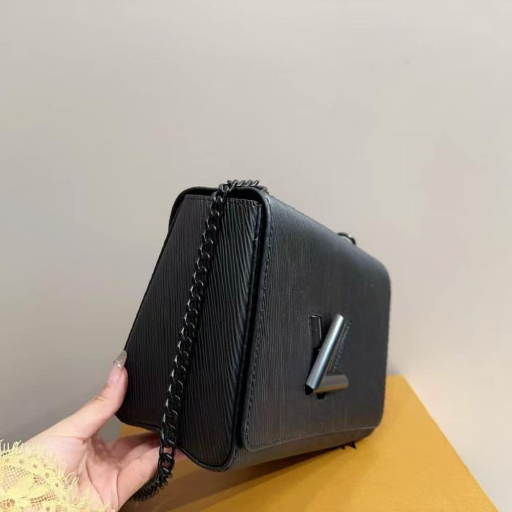 LOUIS VUITTON TWIST MM BAG ALL BLACK 23CM M25325 - Image 9