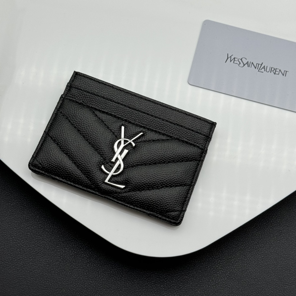 GIFT SET: SAINT LAURENT MANHATTAN SMALL IN BOX BLACK & CHEVRON CARD HOLDERS - Image 6