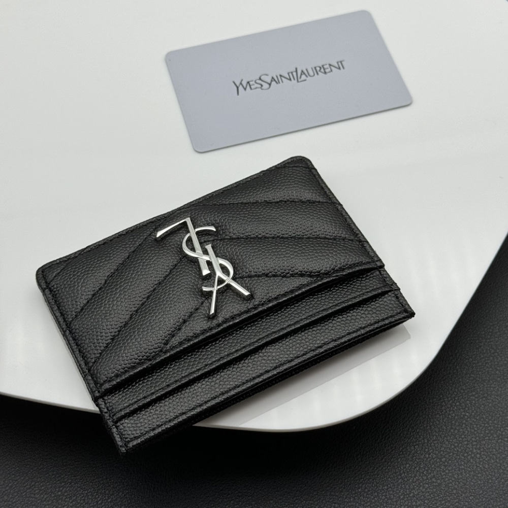 GIFT SET: SAINT LAURENT MANHATTAN SMALL IN BOX BLACK & CHEVRON CARD HOLDERS - Image 7