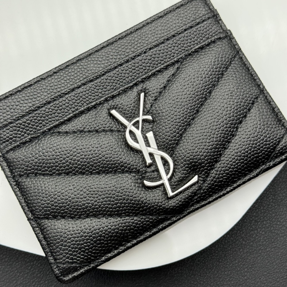 GIFT SET: SAINT LAURENT MANHATTAN SMALL IN BOX BLACK & CHEVRON CARD HOLDERS - Image 8