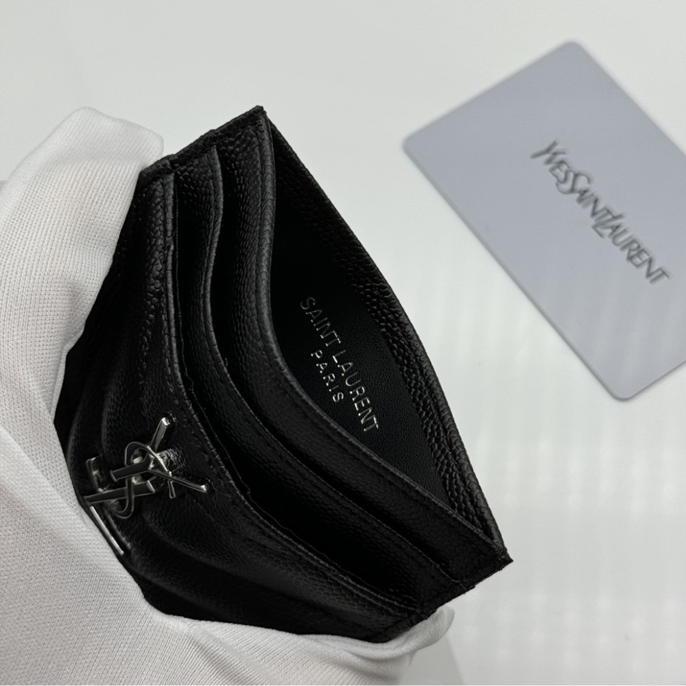 GIFT SET: SAINT LAURENT MANHATTAN SMALL IN BOX BLACK & CHEVRON CARD HOLDERS - Image 9