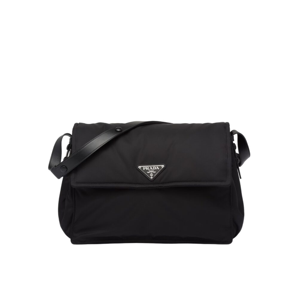 PRADA RE NYLON LARGE PADDED SHOULDER BAG BLACK 38CM 1BD256 RDLN F0002 V OOO