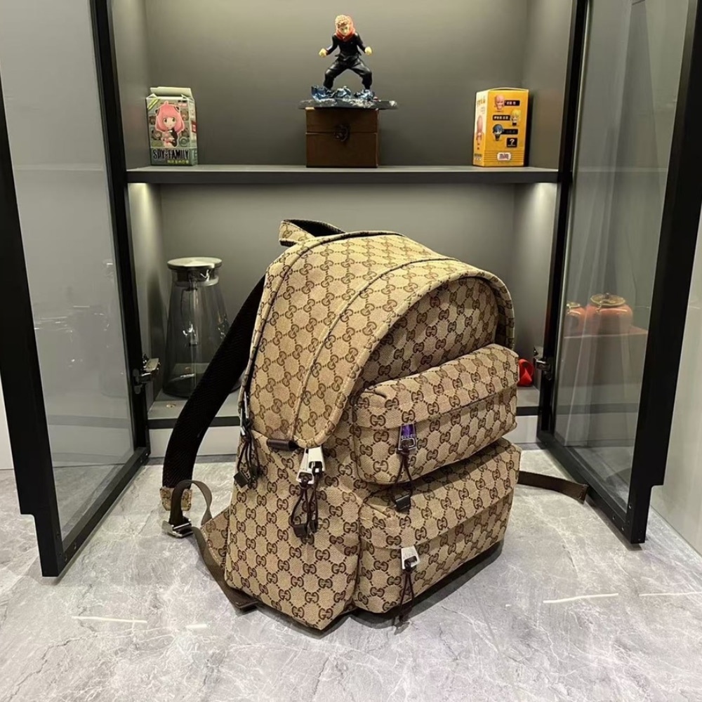 GUCCI GG CANVAS LARGE BACKPACK BEIGE AND DARK BROWN 40CM 800182 FADSC 9852 - Image 3