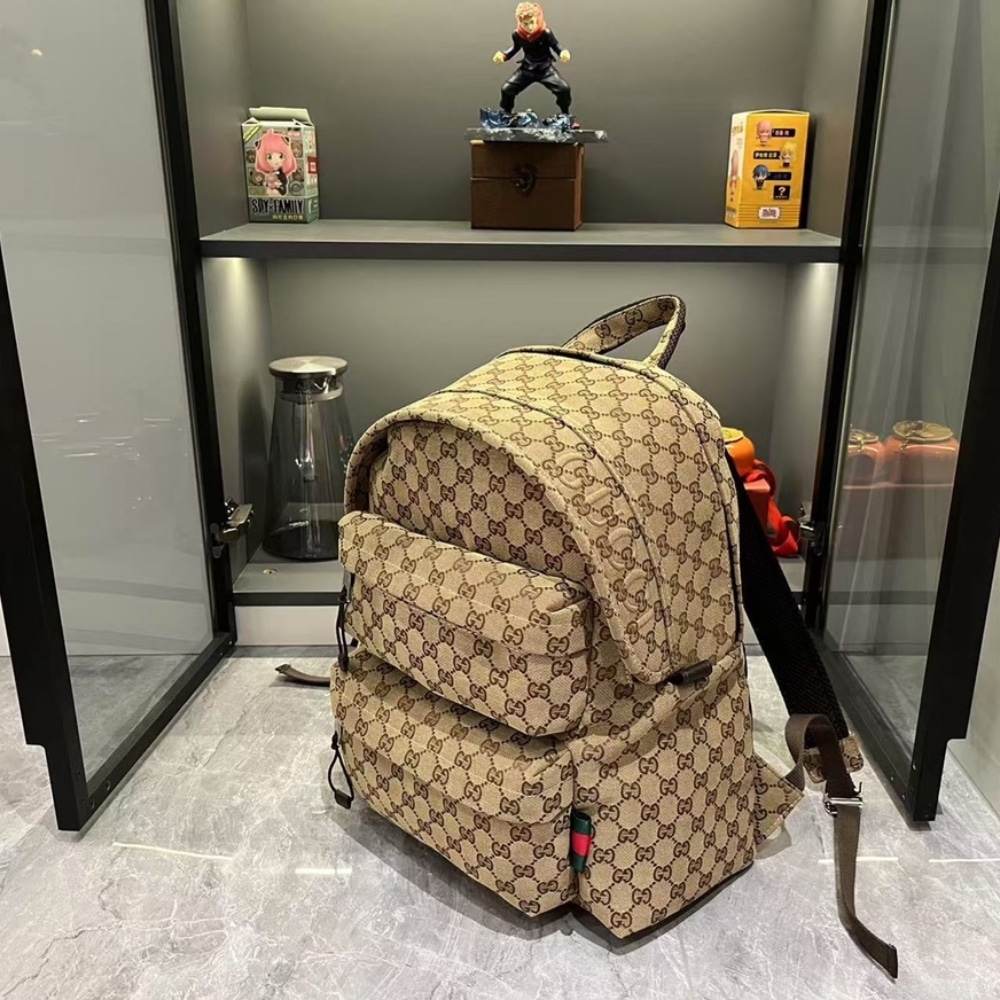 GUCCI GG CANVAS LARGE BACKPACK BEIGE AND DARK BROWN 40CM 800182 FADSC 9852 - Image 4