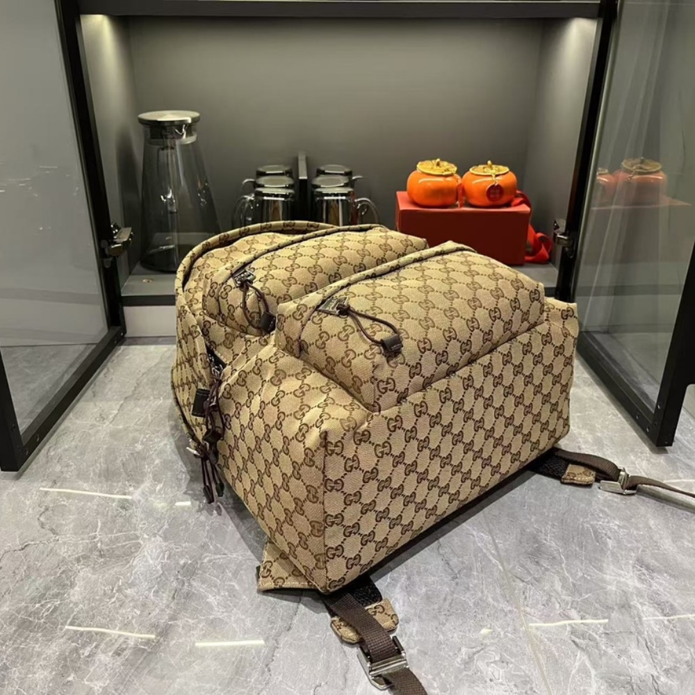GUCCI GG CANVAS LARGE BACKPACK BEIGE AND DARK BROWN 40CM 800182 FADSC 9852 - Image 6
