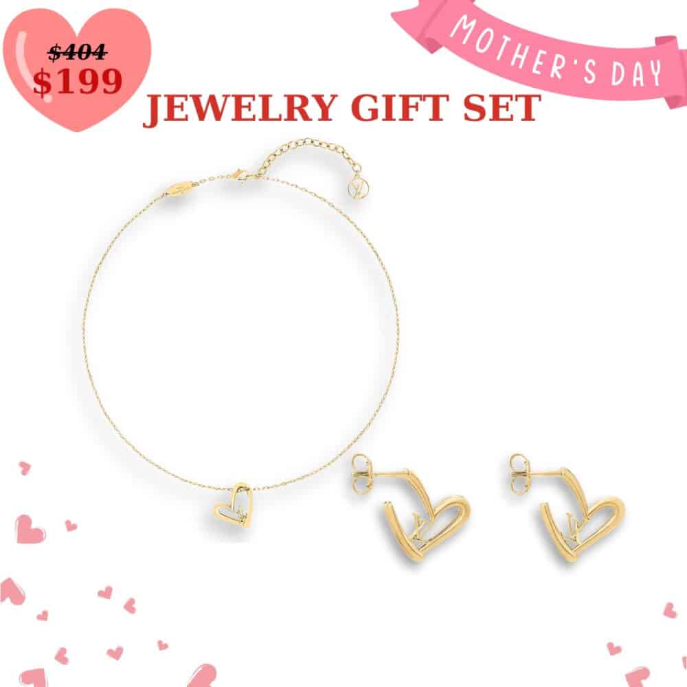GIFT SET: LOUIS VUITTON FALL IN LOVE NECKLACE GOLD & FALL IN LOVE EARRINGS