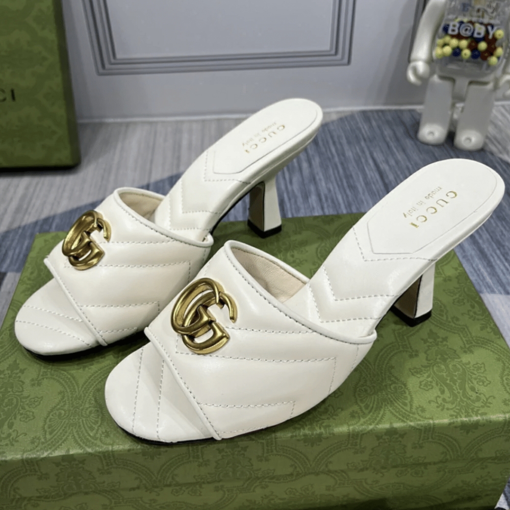 Alternative view of GUCCI MARMONT DOUBLE G SLIDE SANDAL WHITE 674839 BKO00 1000