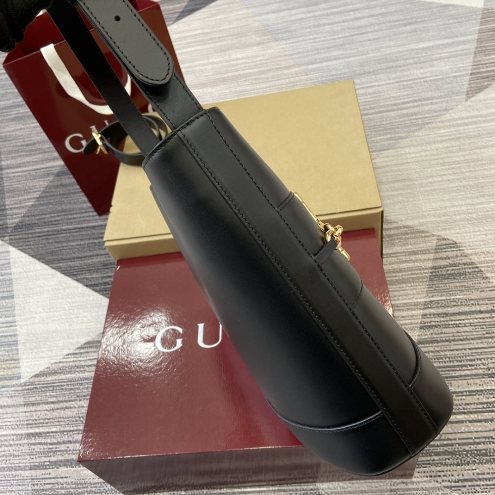 GIFT SET: GUCCI 73 SMALL BUCKET BAG BLACK & THONG SANDAL WITH HORSEBIT - Image 3