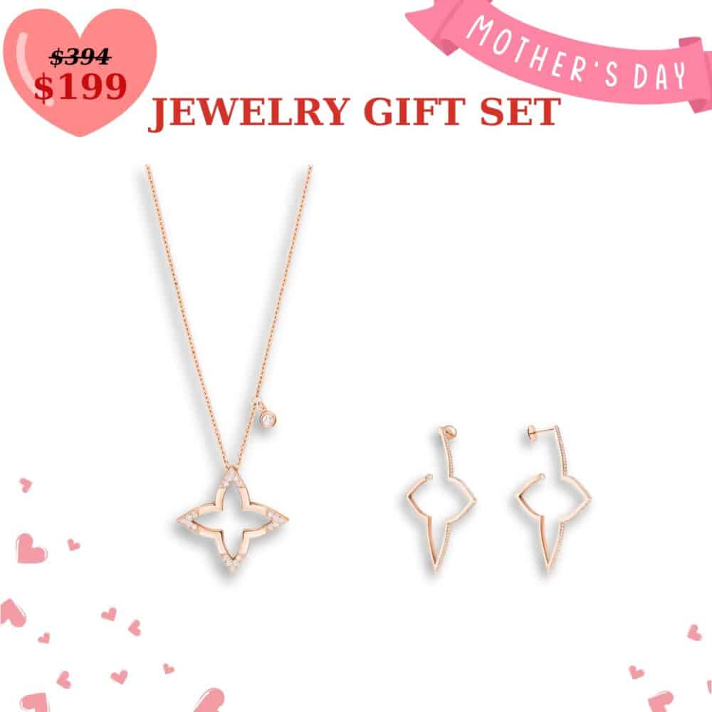 GIFT SET: LOUIS VUITTON OMBRE BLOSSOM PENDANT PINK GOLD & OMBRE BLOSSOM XL HOOPS PINK GOLD