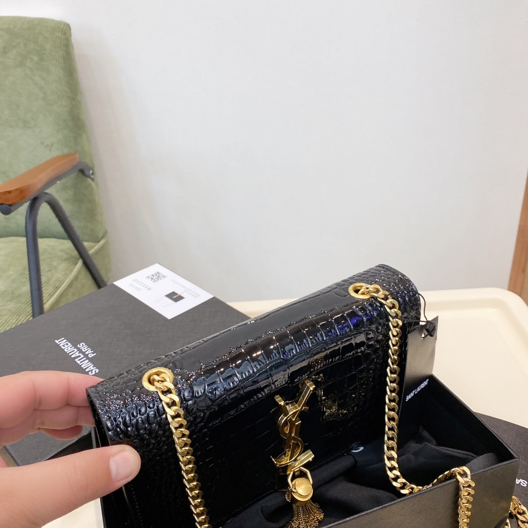 GIFT SET: SAINT LAURENT KATE MEDIUM CHAIN BAG & YSL TASSEL GOLD EARRINGS - Image 4