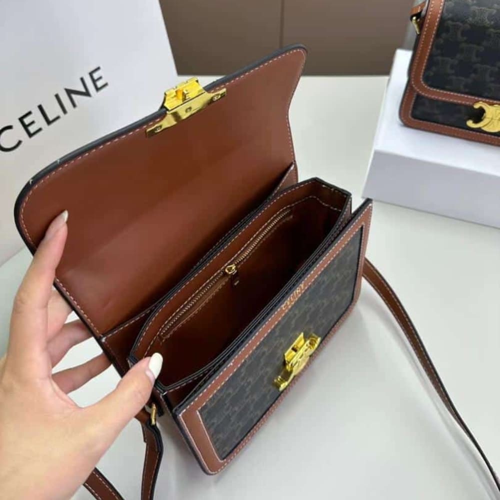 GIFT SET: CELINE CLASSIQUE TRIOMPHE BAG IN TAN & SMALL TRIOMPHE CANVAS TAN WALLET - Image 6
