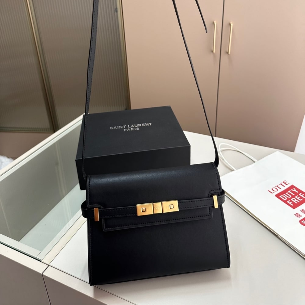 GIFT SET: SAINT LAURENT MANHATTAN SMALL IN BOX BLACK & CHEVRON CARD HOLDERS - Image 3
