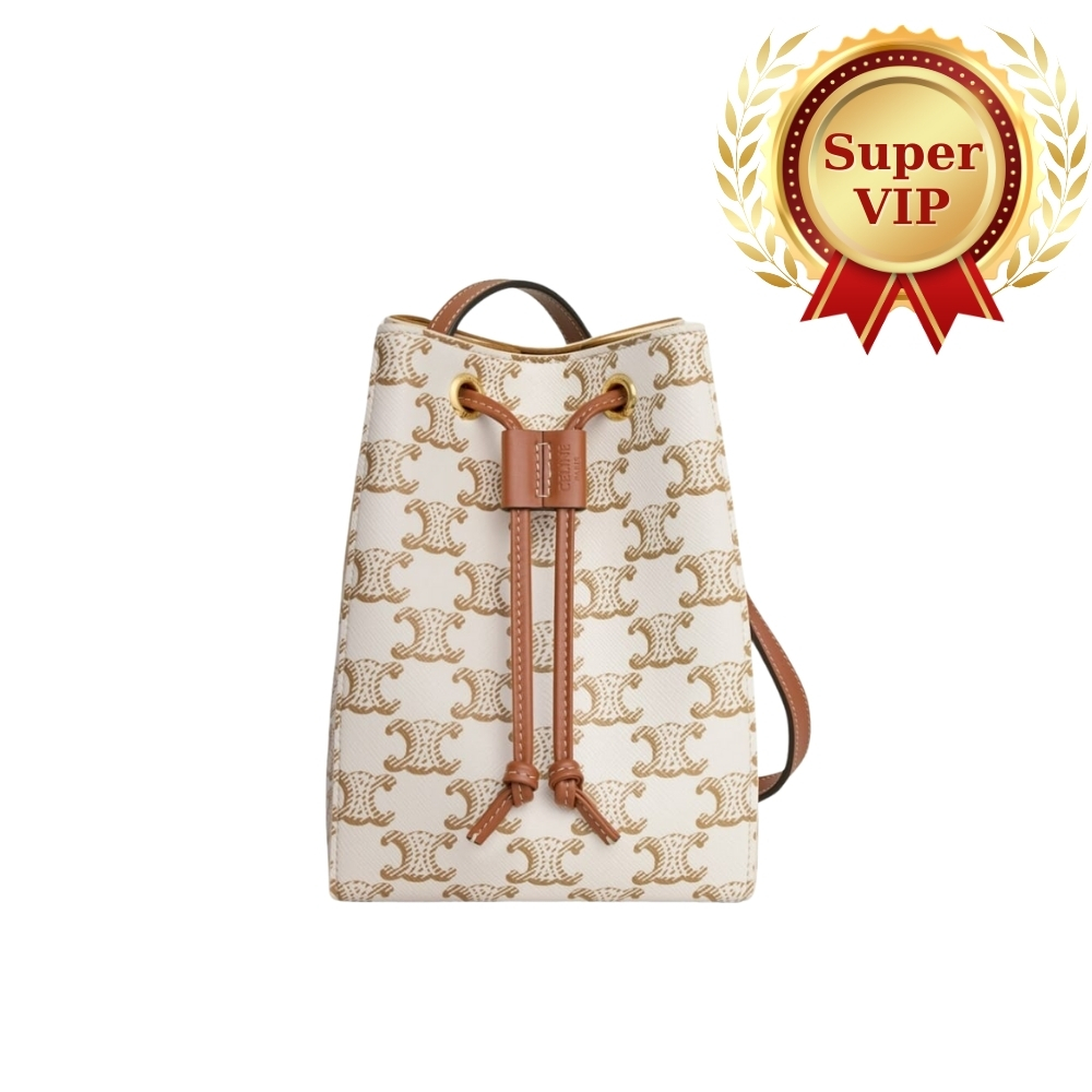 [SUPER VIP 1:1] CELINE MICRO SAILOR IN TRIOMPHE CANVAS WHITE AND TAN 17CM 10M742GCE 01TA