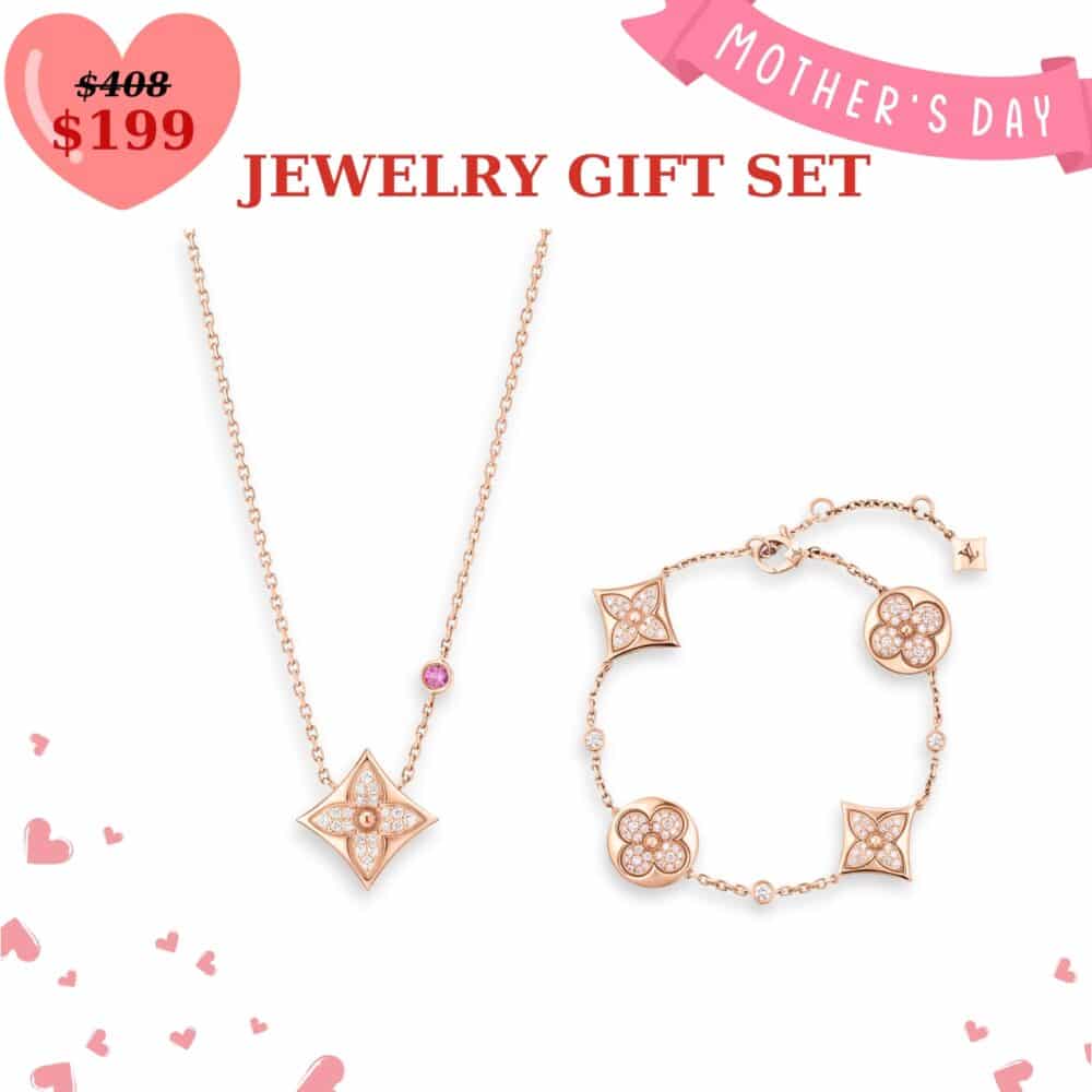 GIFT SET: LOUIS VUITTON COLOR BLOSSOM QIXI LIMITED EDITION BB STAR PENDANT & COLOR BLOSSOM BB BRACELET GOLD WITH CRYSTALS