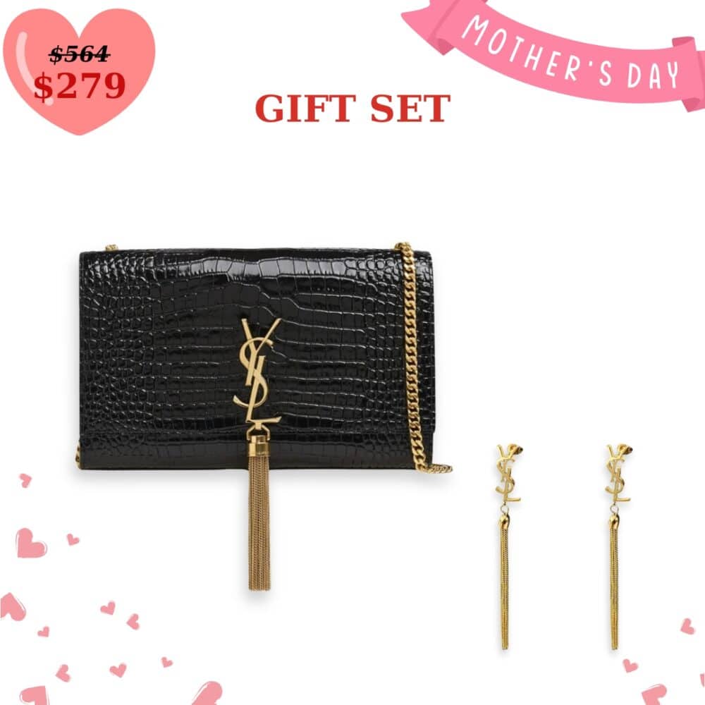 GIFT SET: SAINT LAURENT KATE MEDIUM CHAIN BAG & YSL TASSEL GOLD EARRINGS