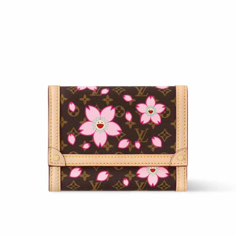 LOUIS VUITTON X TAKASHI MURAKAMI VICTORINE WALLET SAKURA BROWN 12CM M13427
