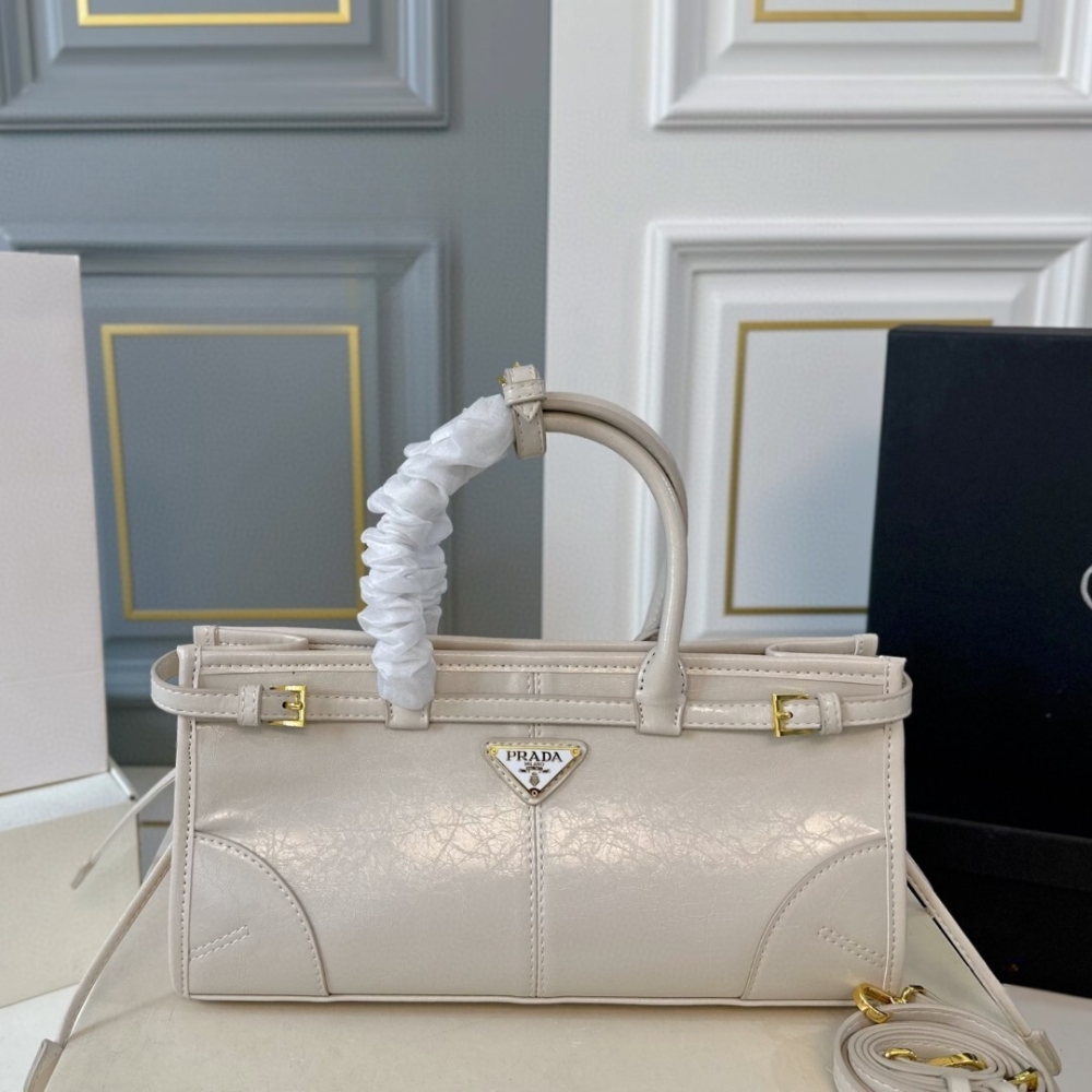 Alternative view of PRADA BONNIE MEDIUM LEATHER HANDBAG WHITE 32CM 1BA426 2CYR F0PG7 V MOO