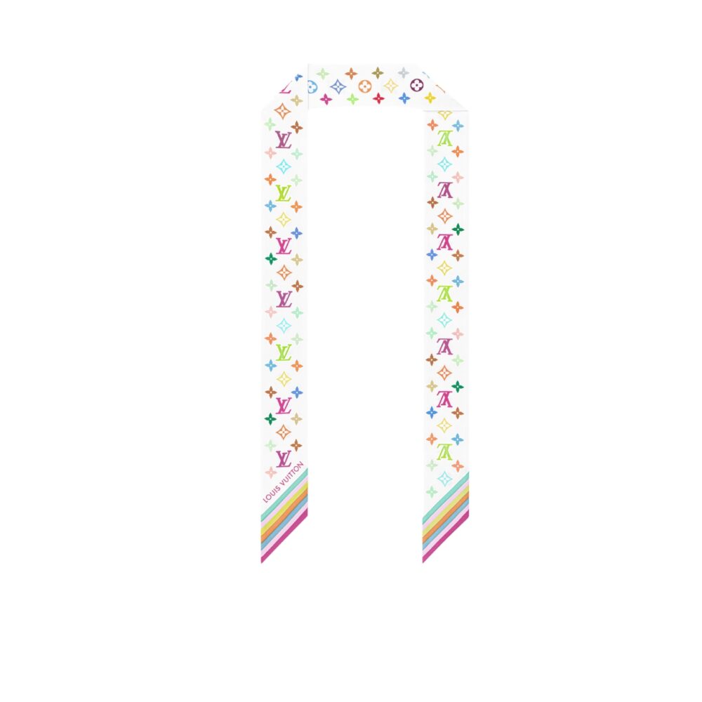 LOUIS VUITTON X TAKASHI MURAKAMI MONOGRAM MULTICOLOR BB BANDEAU IN WHITE 90CM M94963