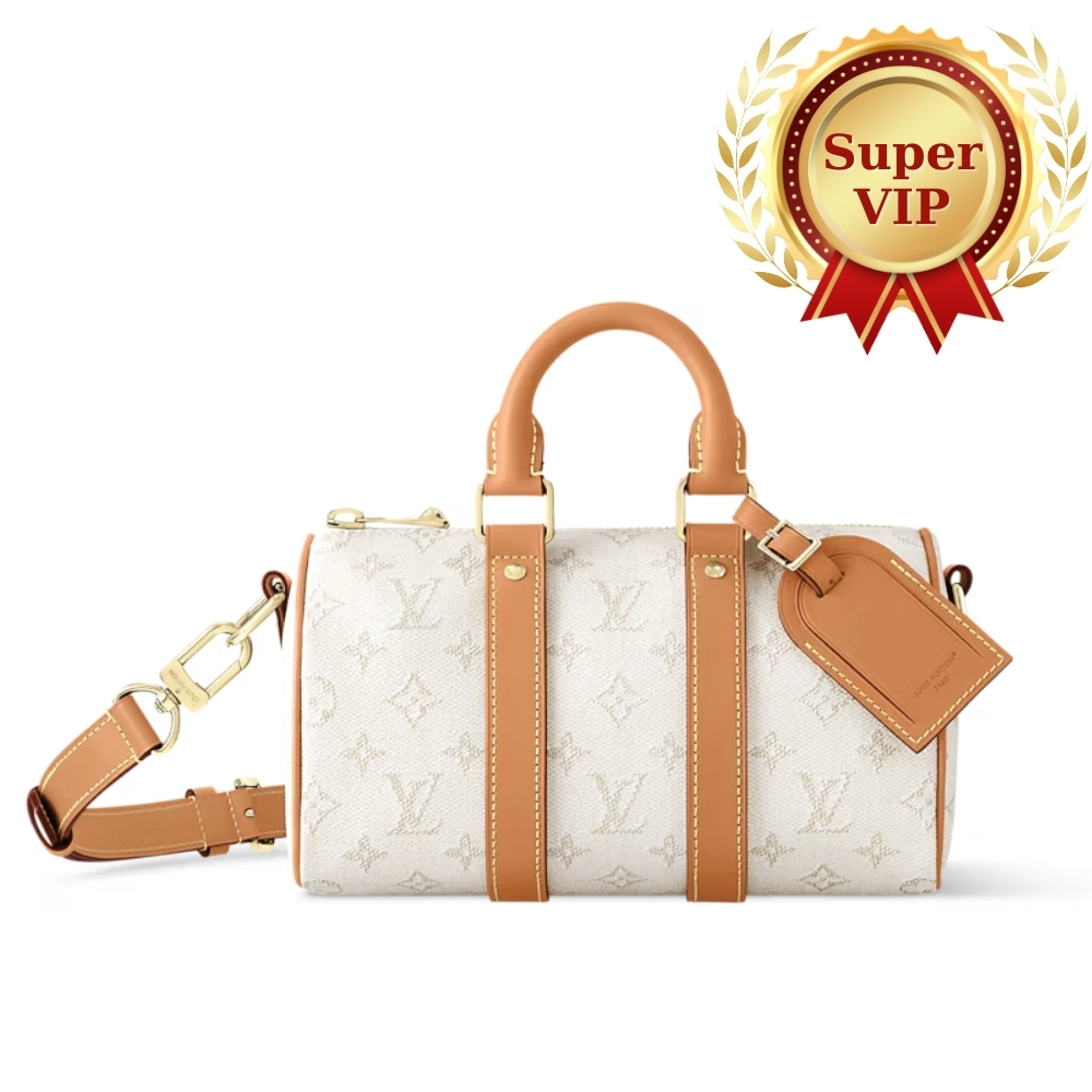 [SUPER VIP 1:1] LOUIS VUITTON KEEPALL BANDOULIÈRE 25 OFF WHITE 25CM M15076