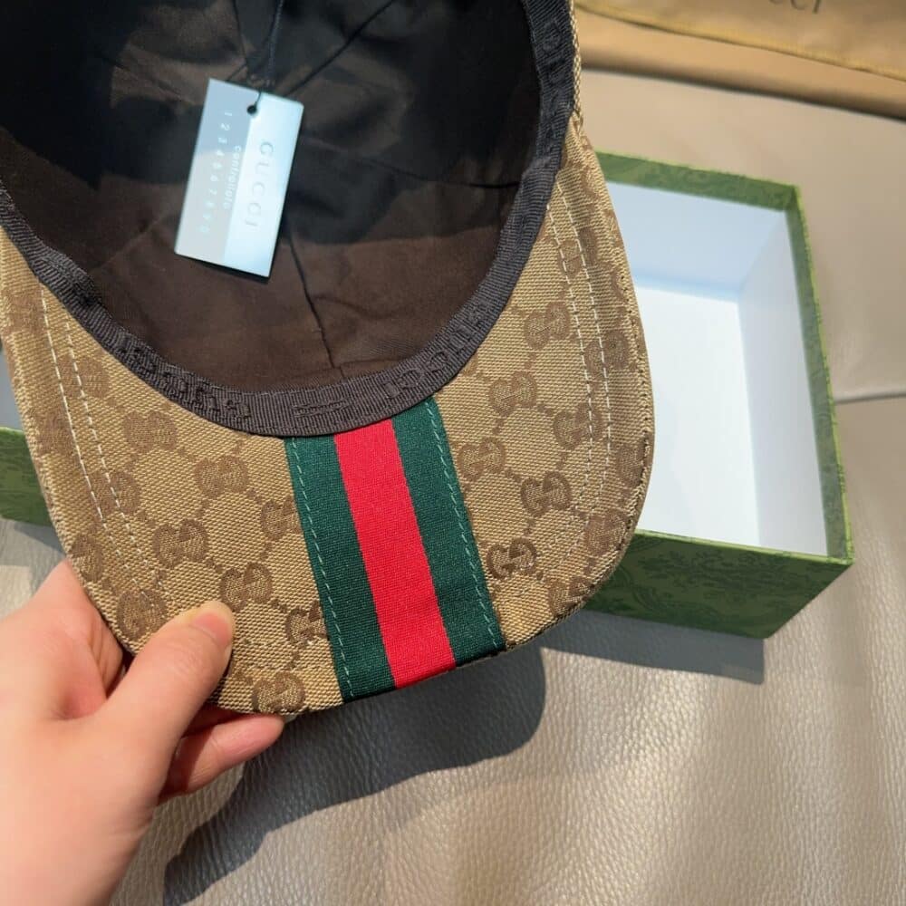 GUCCI GG CANVAS BASEBALL HAT CAMEL AND DARK BROWN 807834 4HBA8 9766 - Image 8