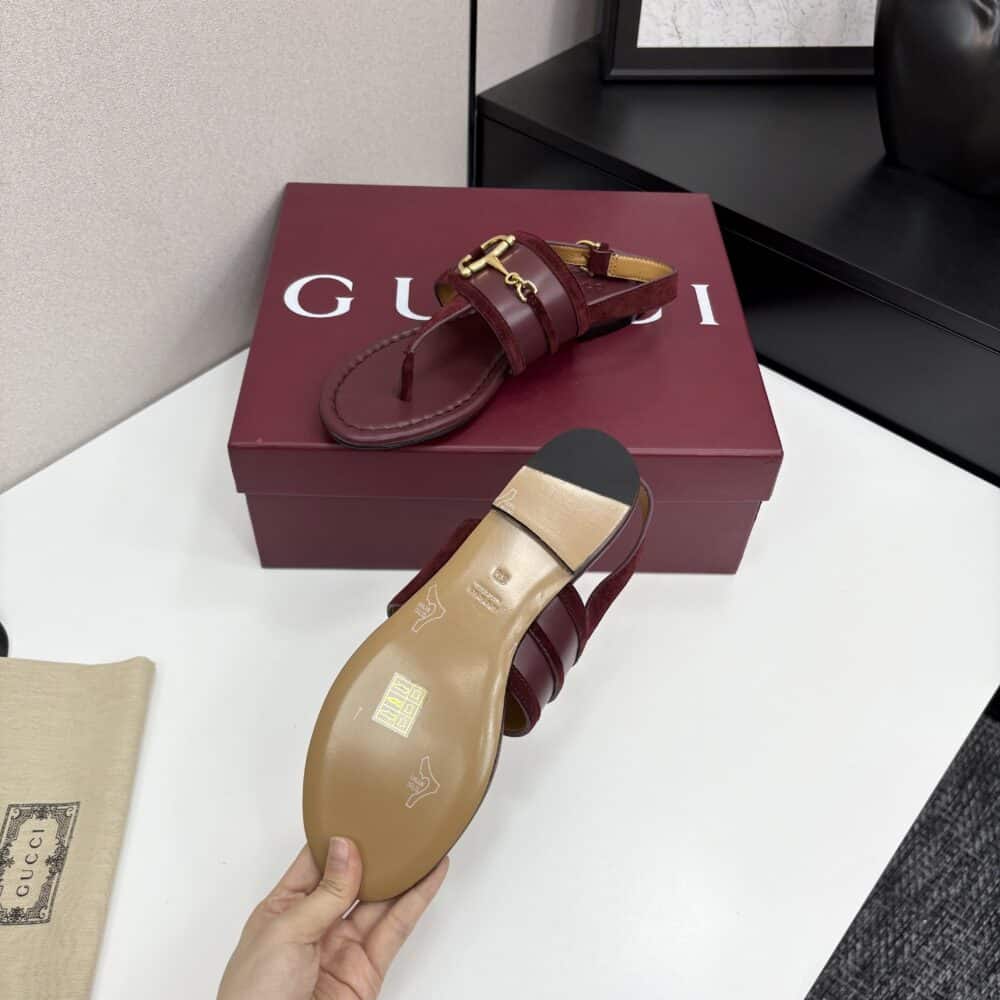 GUCCI WOMEN'S THONG SANDAL WITH HORSEBIT ROSSO ANCORA RED 834431 AAEXM 6207 - Image 3