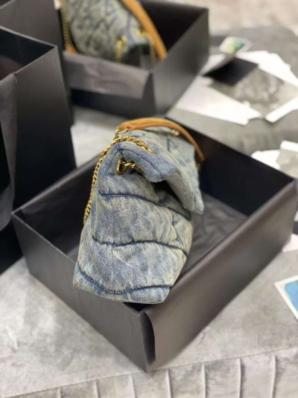 INVOICE FOR SAINT LAURENT PUFFER MEDIUM IN SUEDE AND DENIM 30CM - Image 5