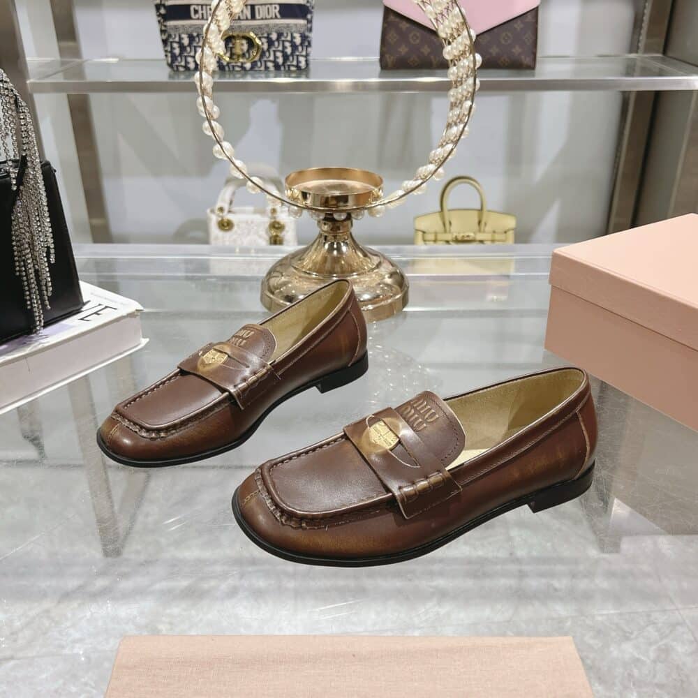 MIUMIU LEATHER LOAFERS BROWN - Image 3
