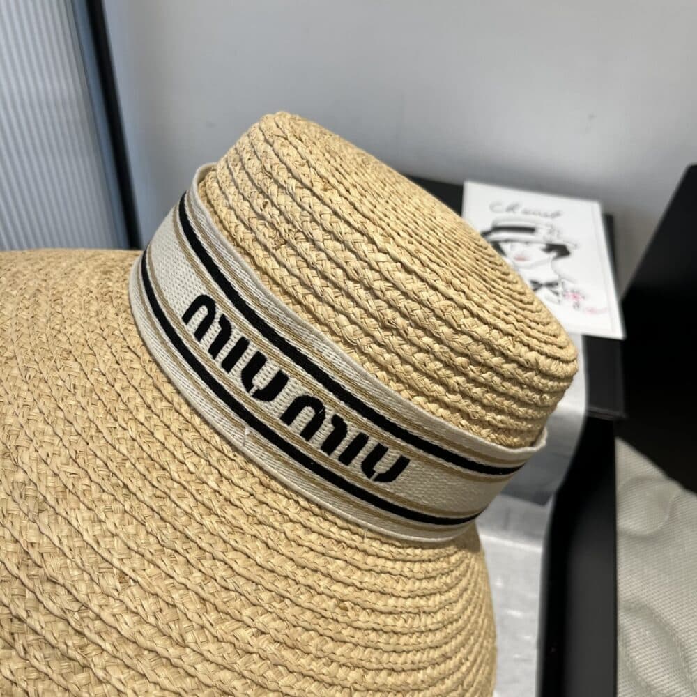 MIUMIU RIVIERA RAFFIA HAT NATURAL AND BEIGE - Image 6