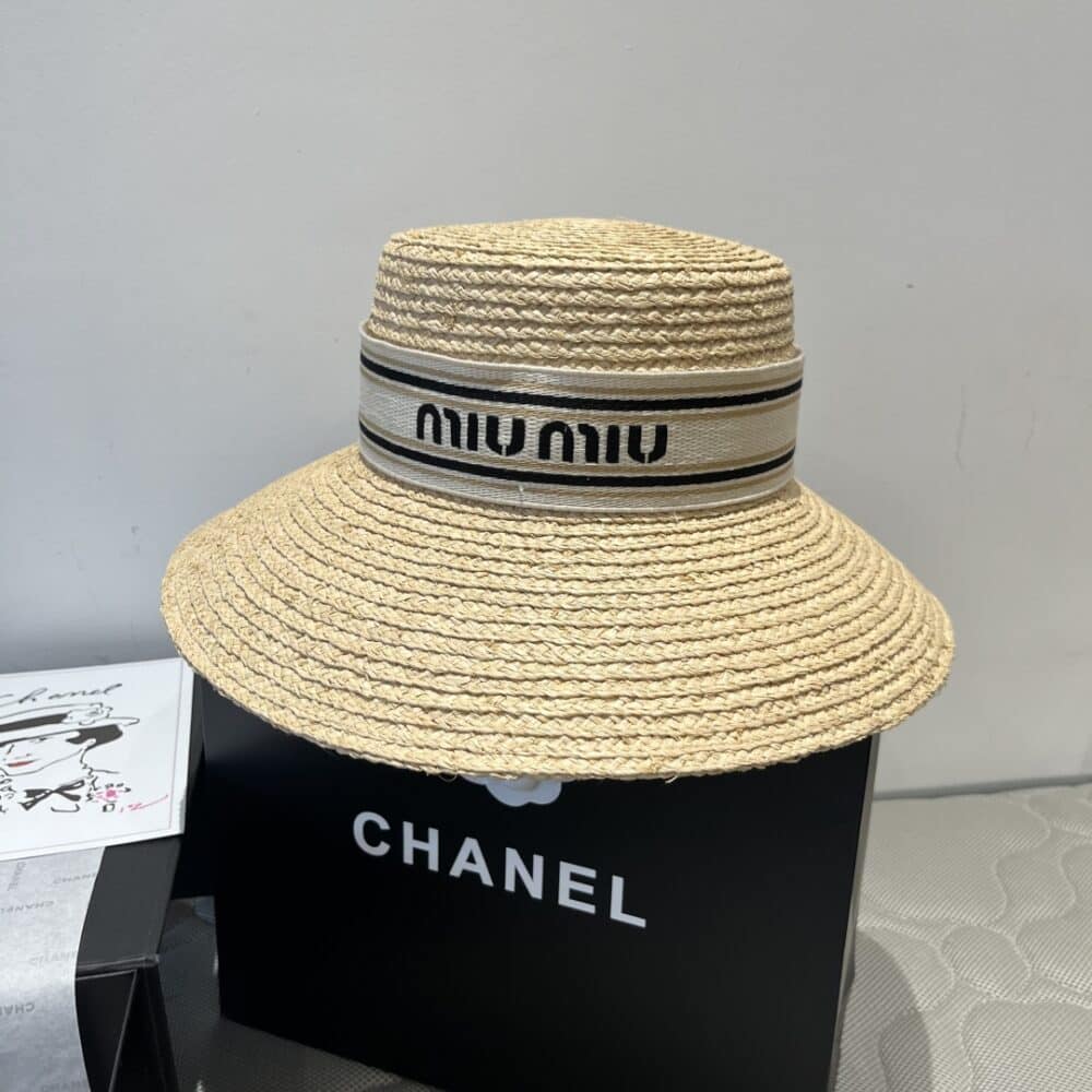 MIUMIU RIVIERA RAFFIA HAT NATURAL AND BEIGE - Image 4