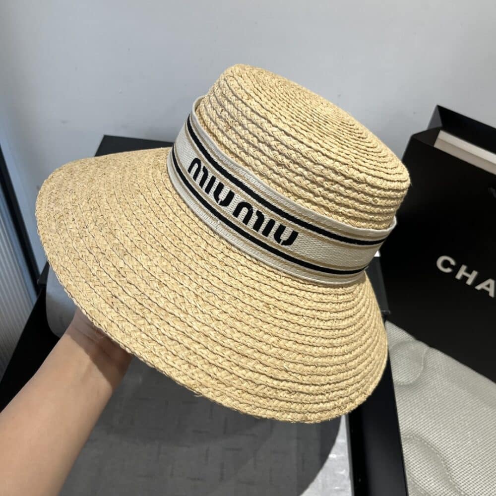 MIUMIU RIVIERA RAFFIA HAT NATURAL AND BEIGE - Image 3