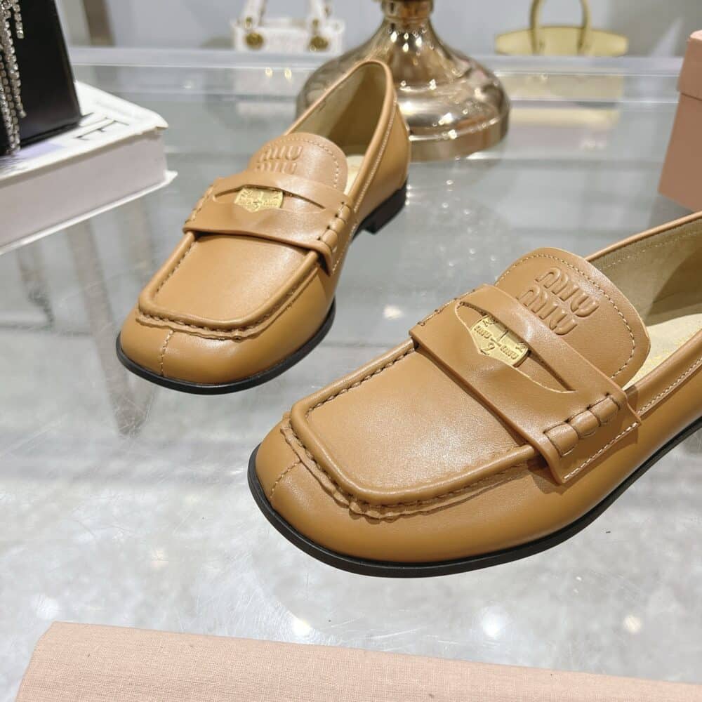 MIUMIU LEATHER LOAFERS COGNAC 5D398E 248 F0046 F 010 - Image 6
