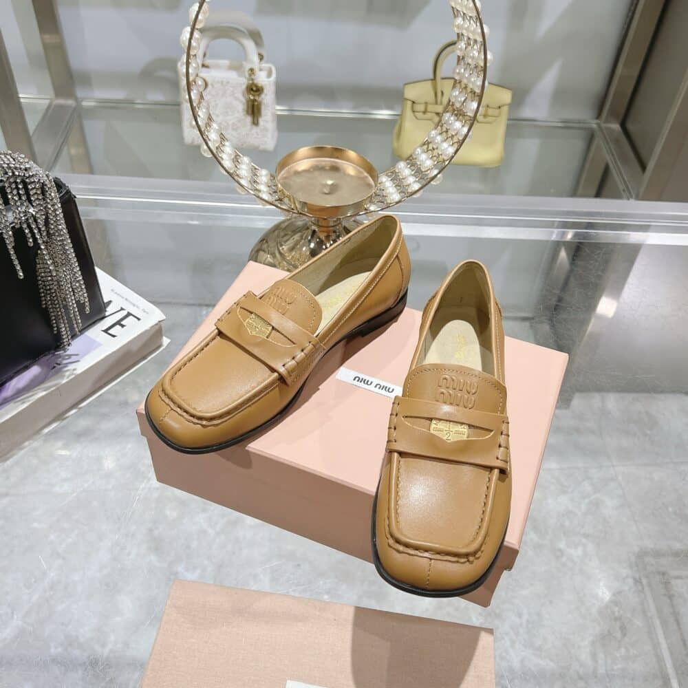 MIUMIU LEATHER LOAFERS COGNAC 5D398E 248 F0046 F 010 - Image 5