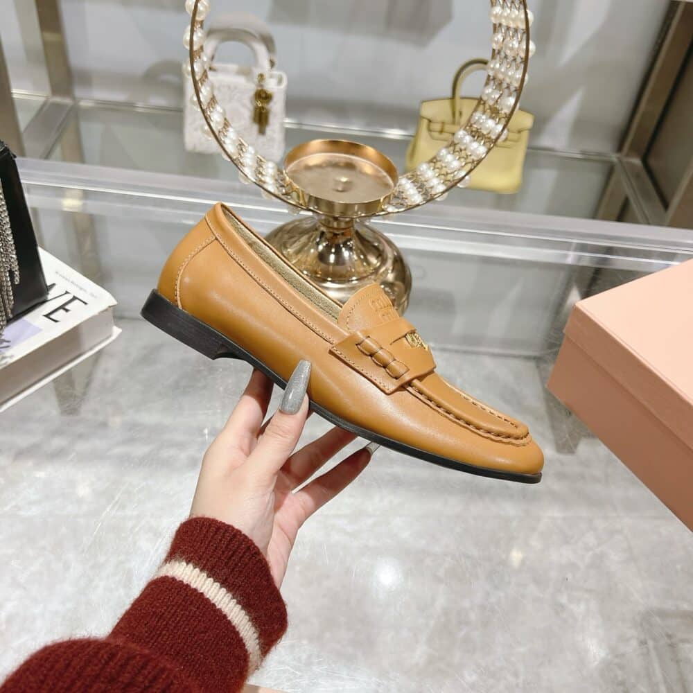 MIUMIU LEATHER LOAFERS COGNAC 5D398E 248 F0046 F 010 - Image 4
