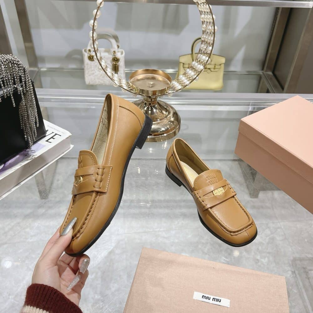 MIUMIU LEATHER LOAFERS COGNAC 5D398E 248 F0046 F 010 - Image 3
