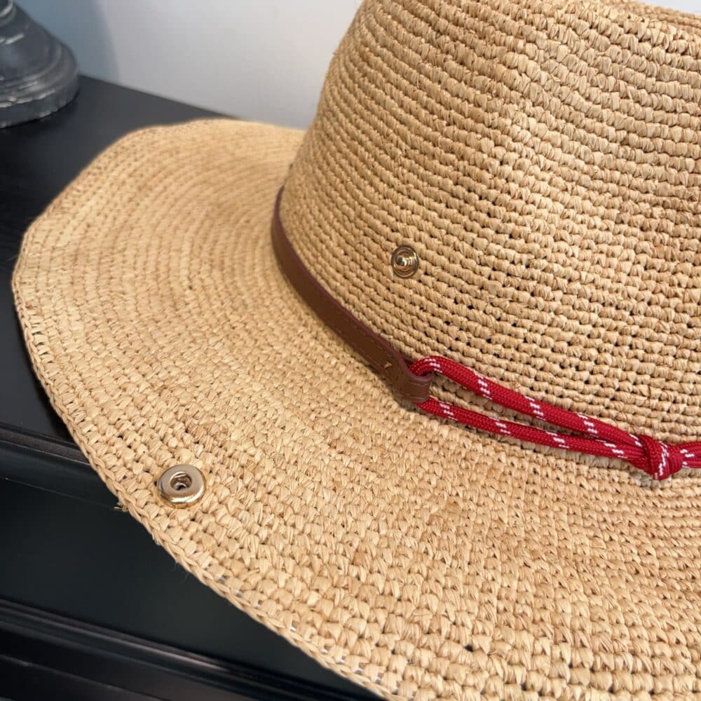 MIUMIU RAFFIA HAT BEIGE AND BURGUNDY 5HC335 2CWE F0Y59 - Image 7