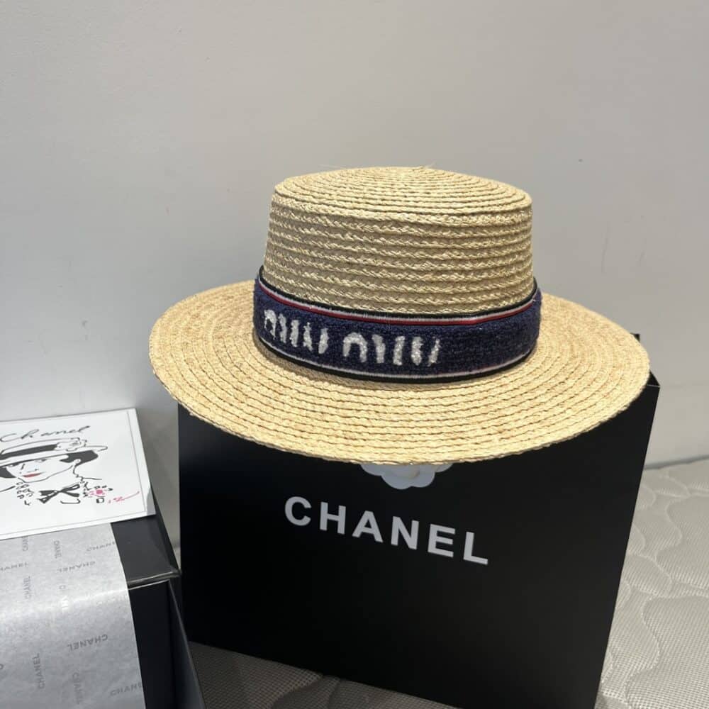 MIUMIU RIVIERA RAFFIA HAT NATURAL AND BLUE - Image 8