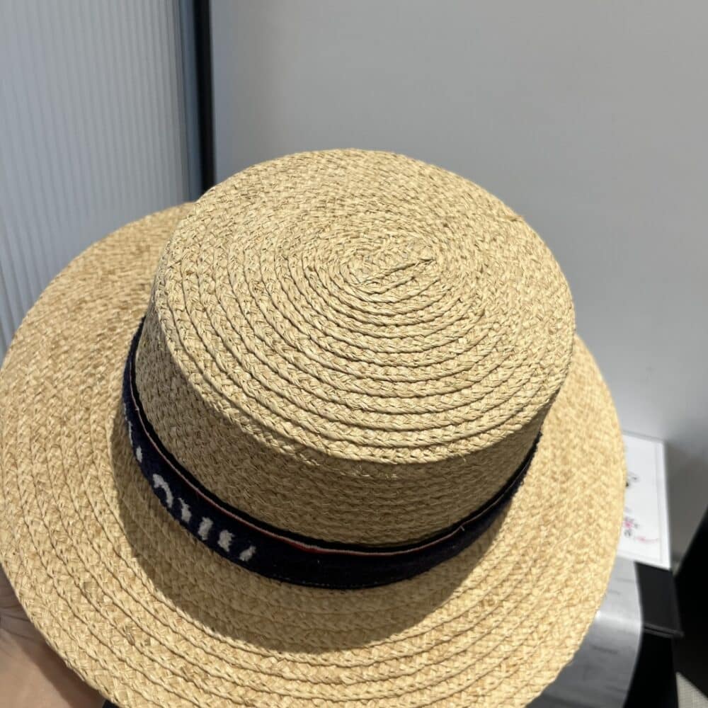 MIUMIU RIVIERA RAFFIA HAT NATURAL AND BLUE - Image 7