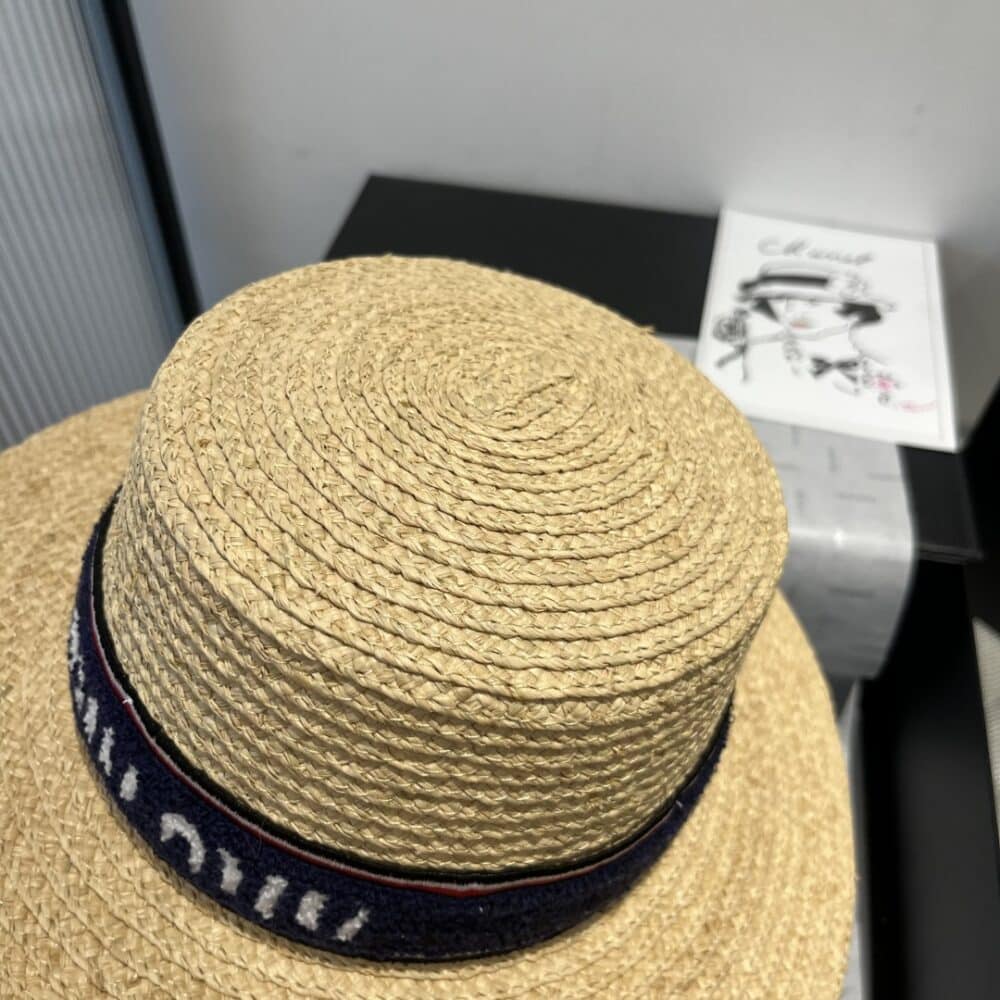 MIUMIU RIVIERA RAFFIA HAT NATURAL AND BLUE - Image 5