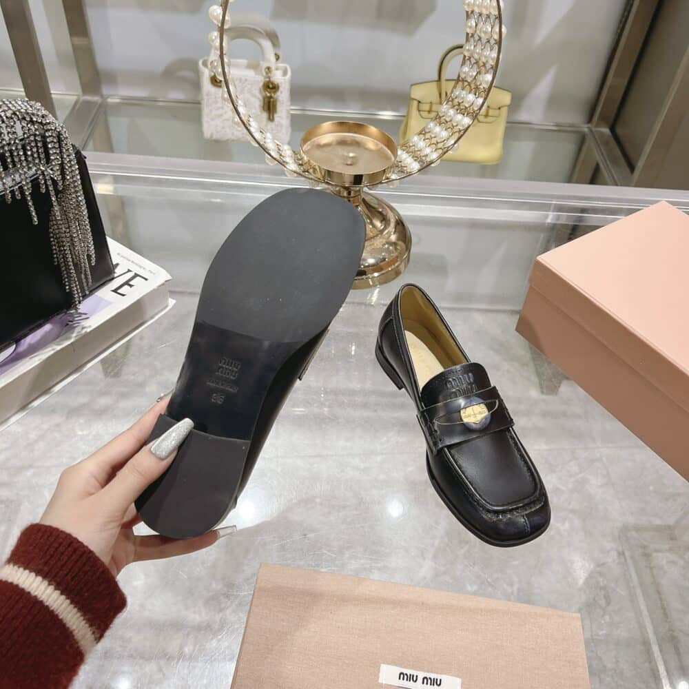 MIUMIU LEATHER LOAFERS BLACK 5D398E 248 F0002 F 010 - Image 8