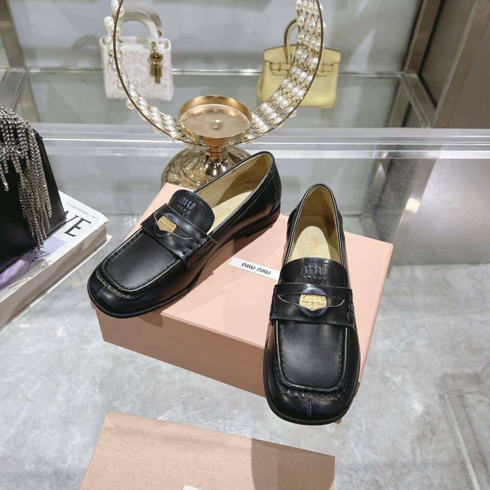 MIUMIU LEATHER LOAFERS BLACK 5D398E 248 F0002 F 010 - Image 6