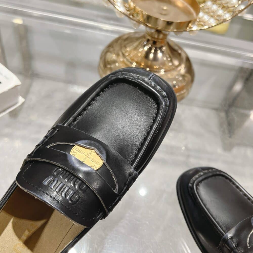 MIUMIU LEATHER LOAFERS BLACK 5D398E 248 F0002 F 010 - Image 5