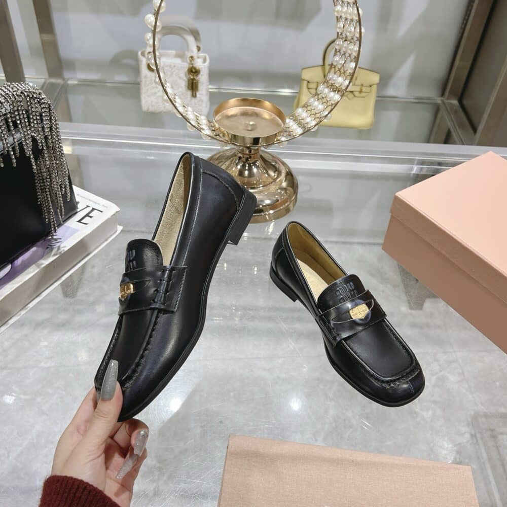 MIUMIU LEATHER LOAFERS BLACK 5D398E 248 F0002 F 010 - Image 4