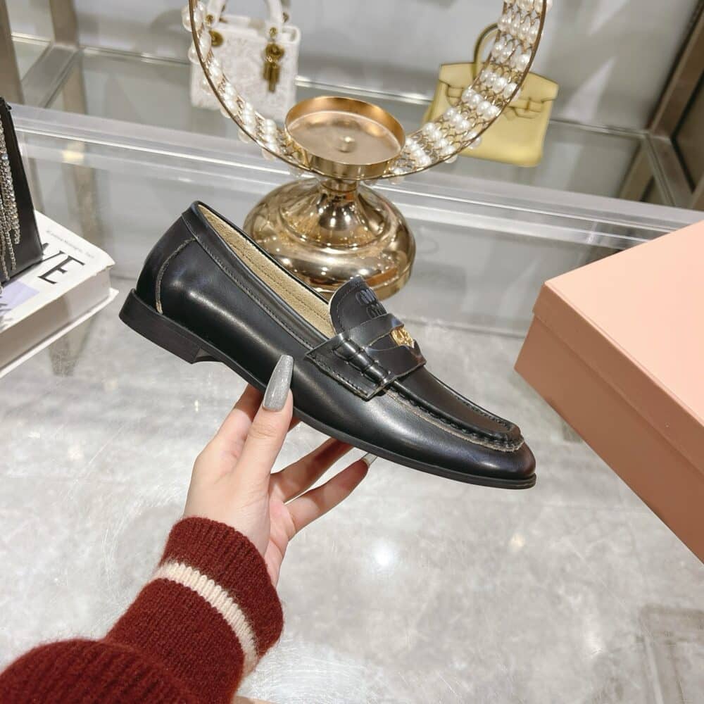 MIUMIU LEATHER LOAFERS BLACK 5D398E 248 F0002 F 010 - Image 3