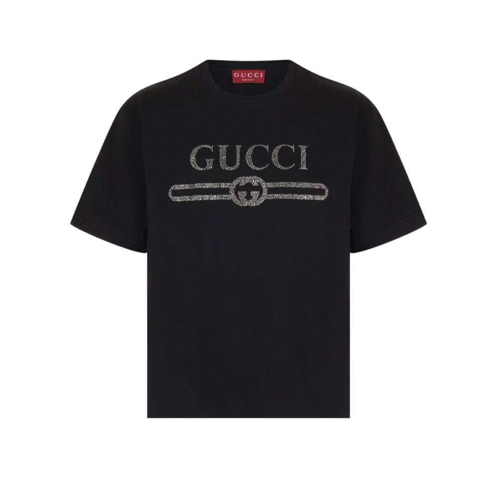 GUCCI COTTON JERSEY T SHIRT WITH INTERLOCKING G BLACK 796395 XJG36 1043
