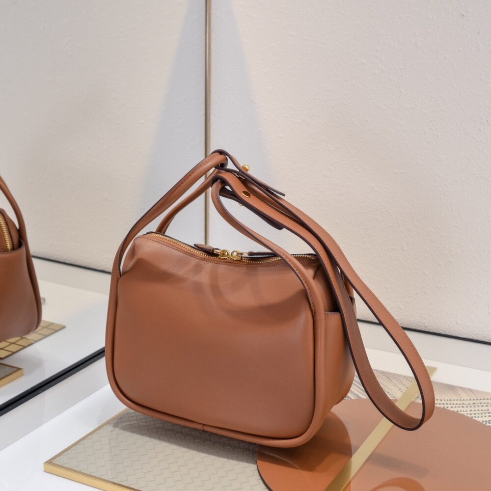 PRADA DARLING LEATHER HANDBAG BROWN 25CM - Image 5