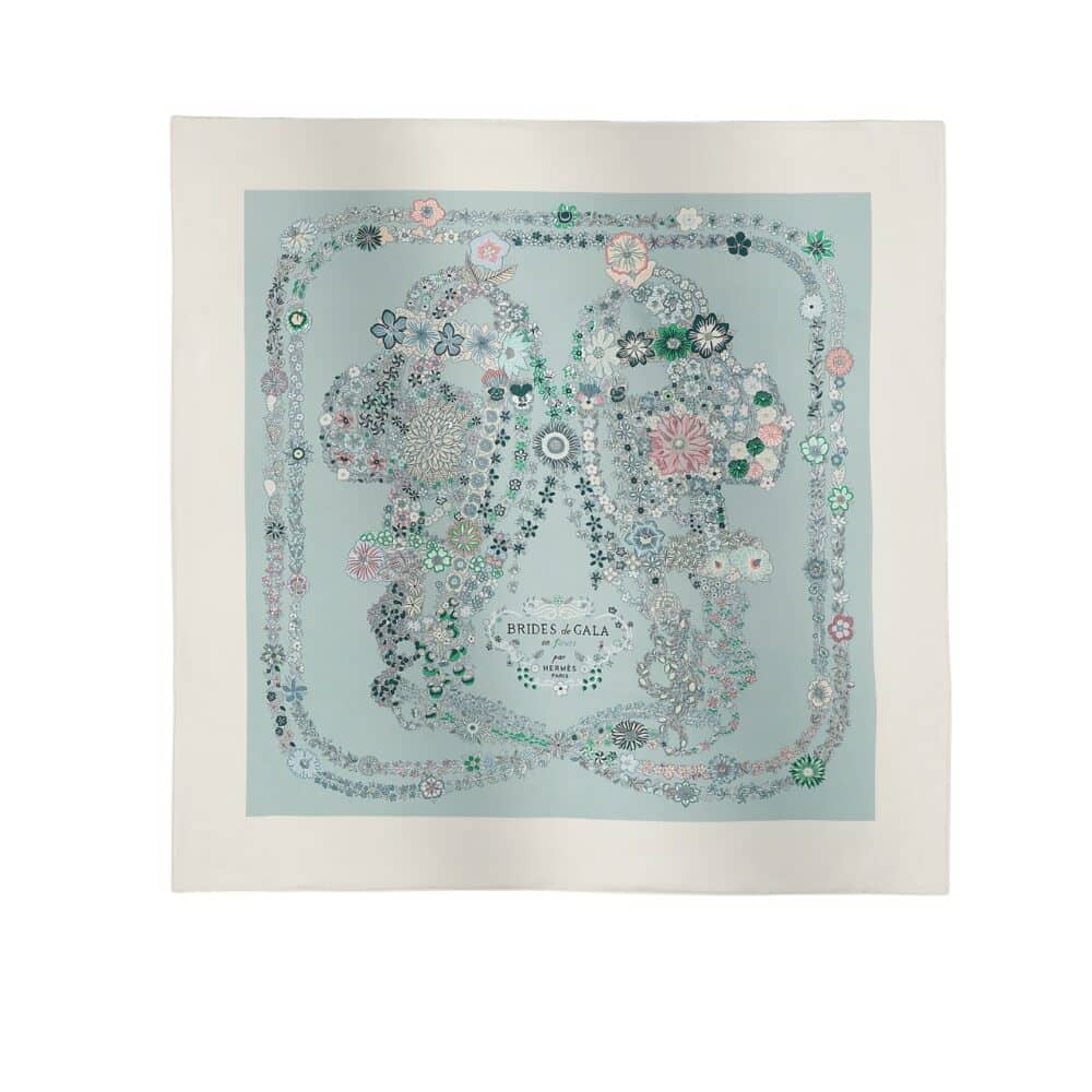 HERMES BRIDES DE GALA EN FLEURS SCARF 90CM BLANC H004192S 01